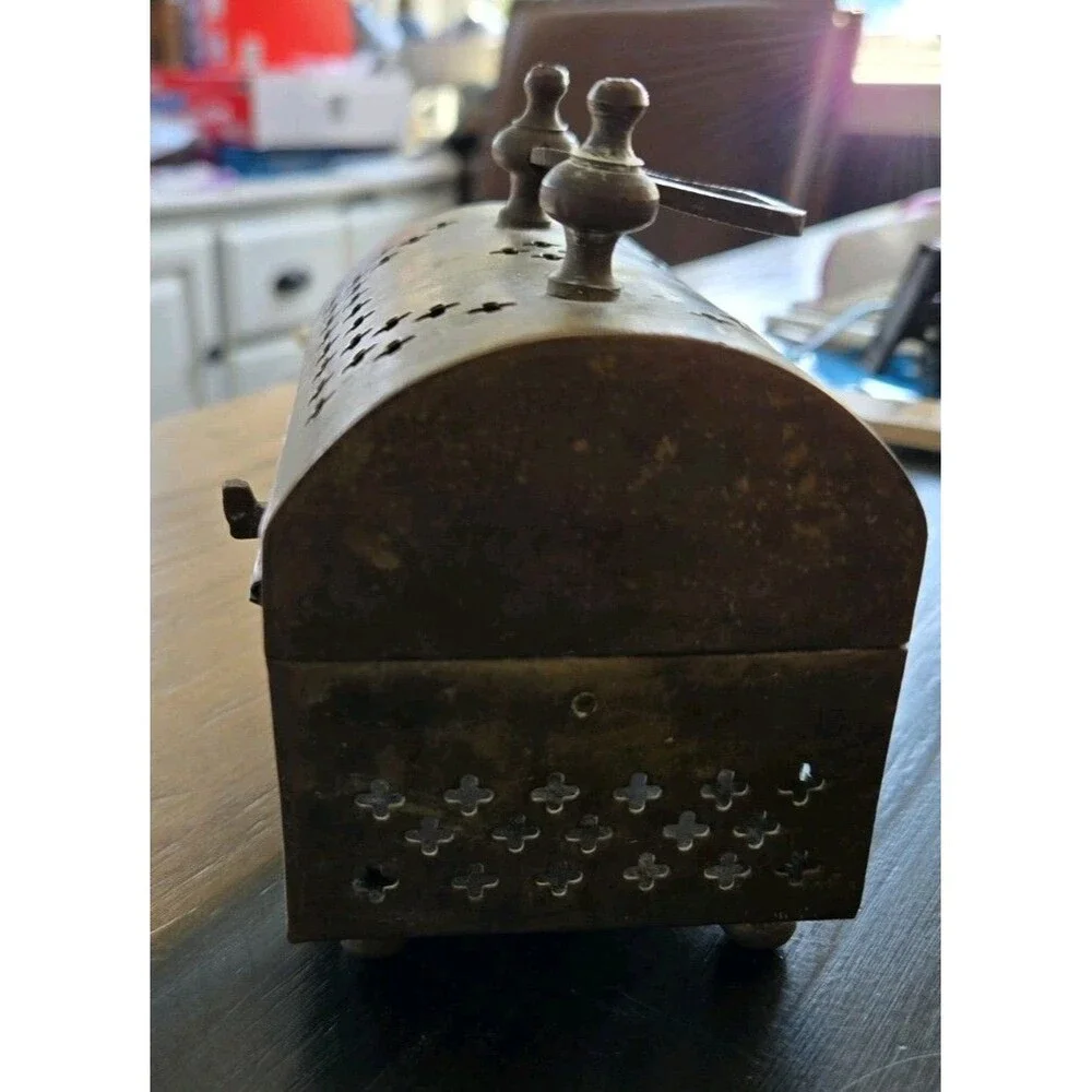 vintage brass potpourri trinket box Cricket Box Cage Metal